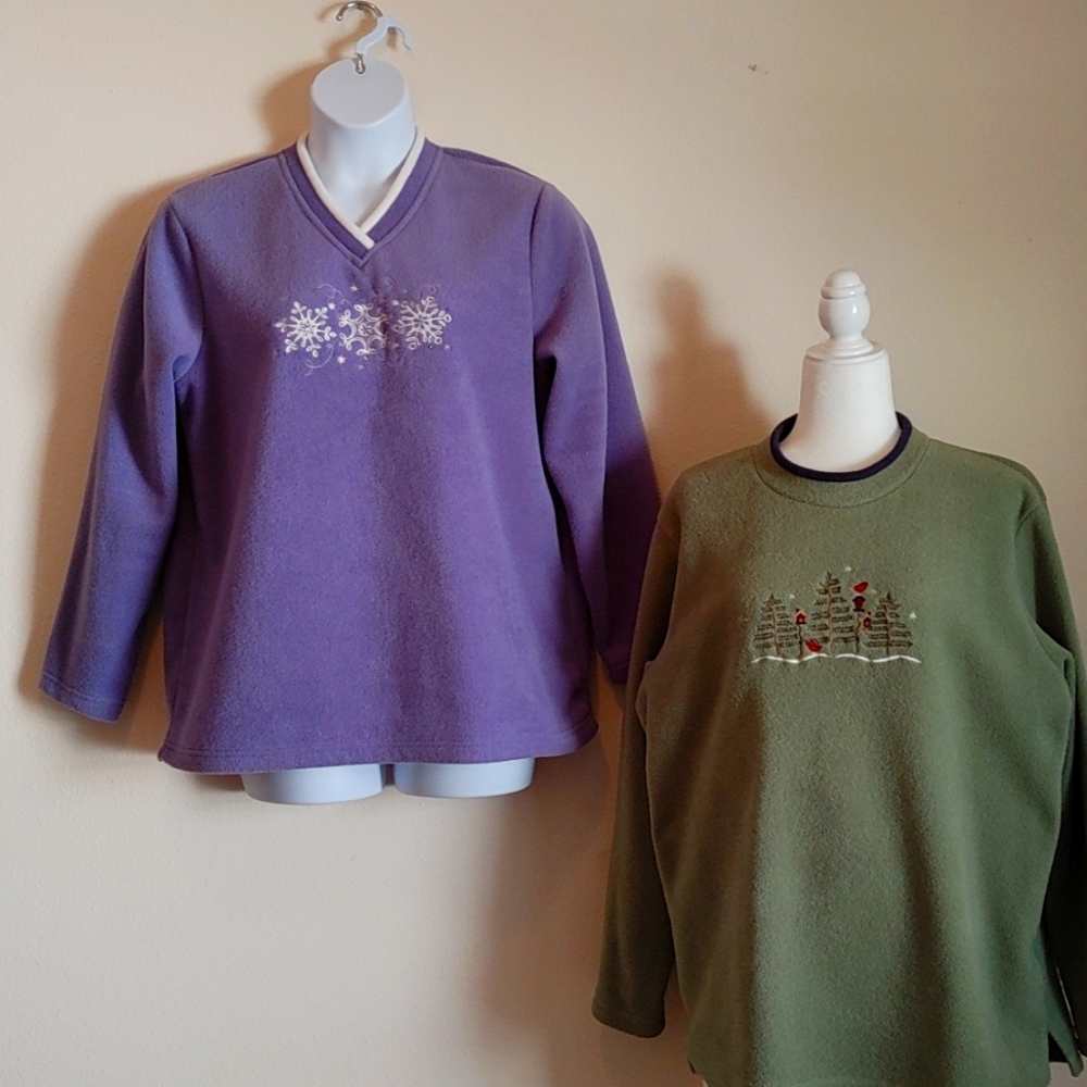 Two Croft & Barrow XL fleece tops